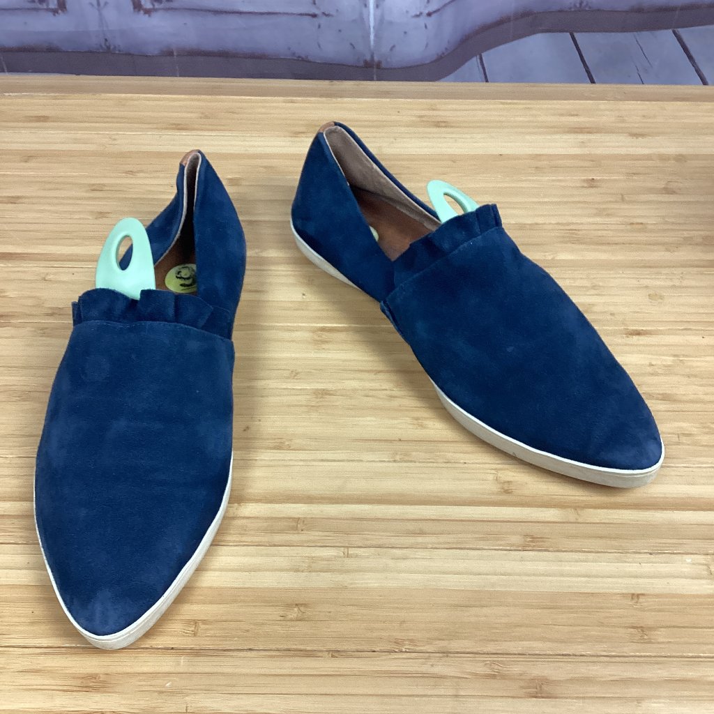 Gentle Souls Kenneth Cole Ruffle Blue Suede Loafer Flats 9m